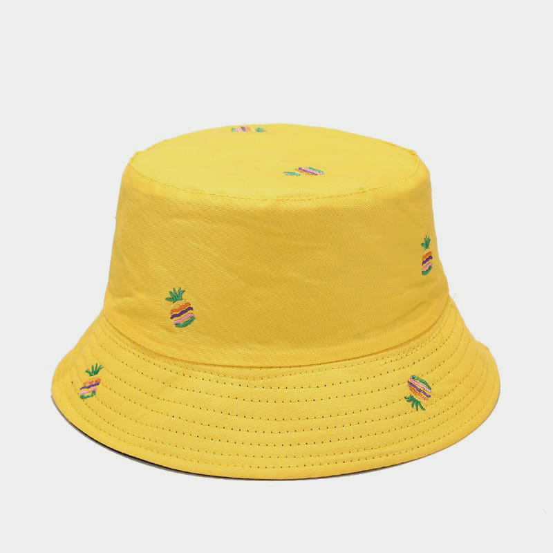 BK00056 Pălărie de găleată cu două fețe, cu broderie de ananas