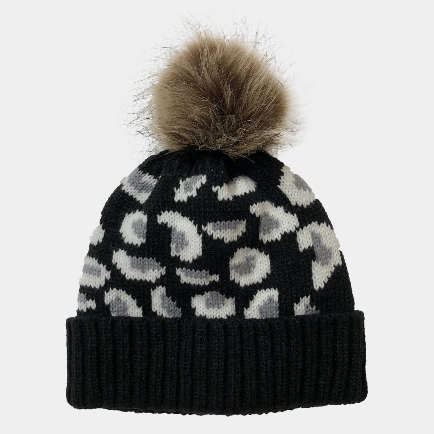 H00004 Pălărie tricotată pentru femei Jacquard Leopard