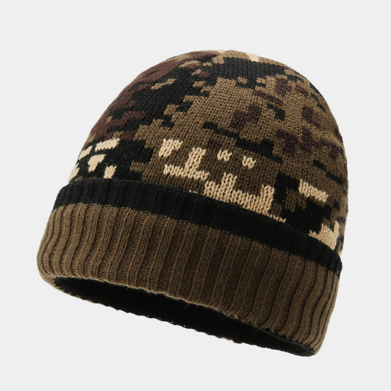 H00061 Căciulă tricotată pentru bărbați Camo și Fleece