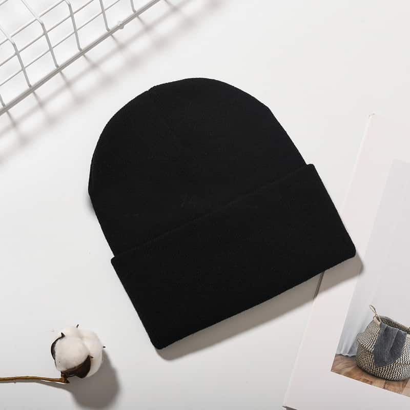 H00076 Pălărie tricotată cu dungi de iarnă Pure Color pentru femei