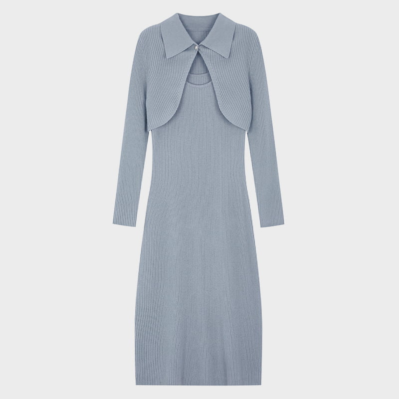 ML2206 Costum tricotat în stil Republica Chineză Rochie tricotată Halter Două seturi