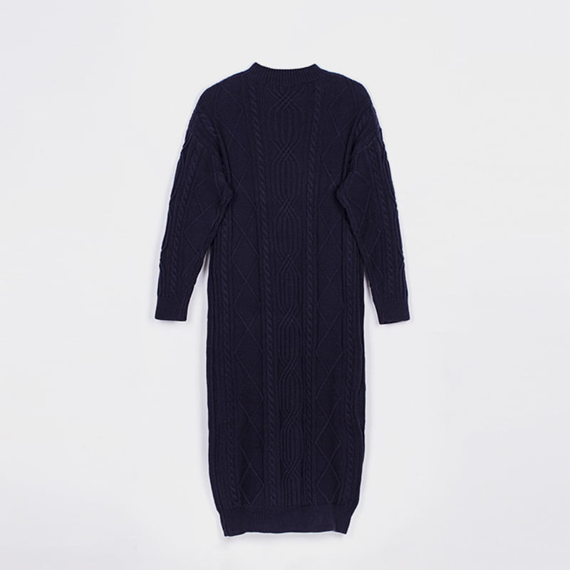SM-K0032 Rochie tricotată jacquard, cu decolteu în V, pentru toamnă/iarnă