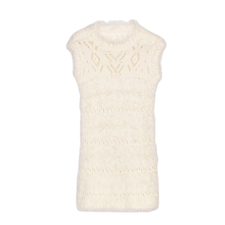 SM-K0043 Rochie tricotată fără mâneci Mohair de vară Rochie franceză cu fundul gol SM-K0043 Rochie tricotată fără mâneci Mohair de vară Rochie franceză cu fundul gol