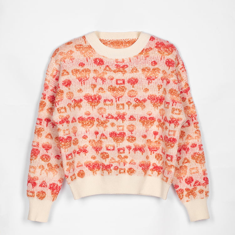 SM-K0038 Pulover cu gât rotund Pulover tricotat pentru femei cu model tridimensional dulce SM-K0038 Pulover cu gât rotund Pulover tricotat pentru femei cu model tridimensional dulce