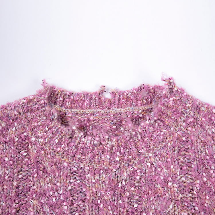 SM-K0037 Pulover tricotat pentru femei, primăvară și toamnă, cu decolteu rotund, tiv cu crestătură brută SM-K0037 Pulover tricotat pentru femei, primăvară și toamnă, cu decolteu rotund, tiv cu crestătură brută