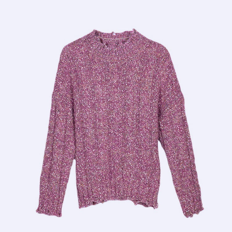 SM-K0037 Pulover tricotat pentru femei, primăvară și toamnă, cu decolteu rotund, tiv cu crestătură brută SM-K0037 Pulover tricotat pentru femei, primăvară și toamnă, cu decolteu rotund, tiv cu crestătură brută