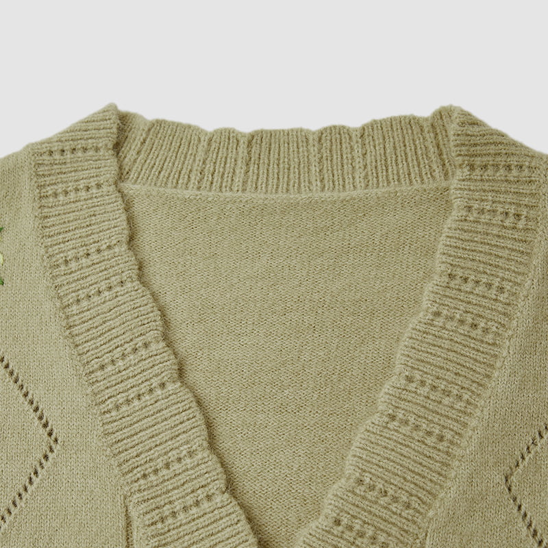 ML2213 Jachetă cardigan tricotată manuală retro japoneză verde avocado ML2213 Jachetă cardigan tricotată manuală retro japoneză verde avocado