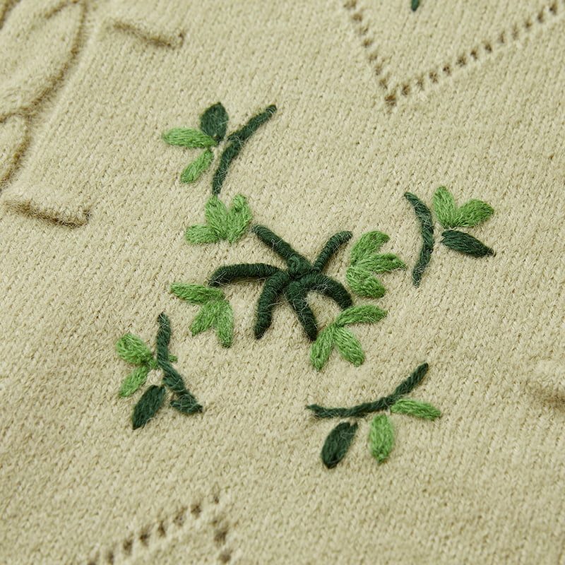 ML2213 Jachetă cardigan tricotată manuală retro japoneză verde avocado ML2213 Jachetă cardigan tricotată manuală retro japoneză verde avocado