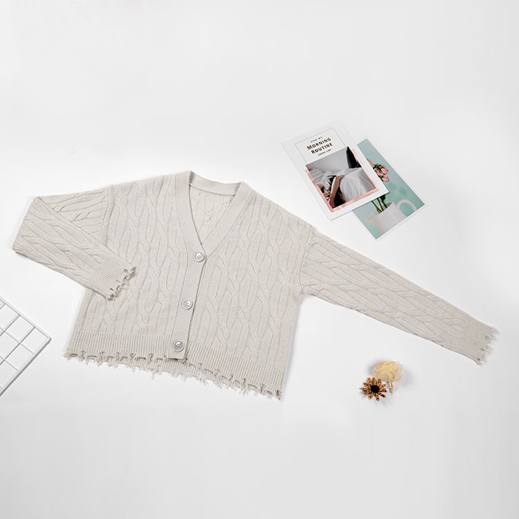 SM-K0013 Pulover tridimensional de toamnă/iarnă cu decolteu în V Cardigan tricotat SM-K0013 Pulover tridimensional de toamnă/iarnă cu decolteu în V Cardigan tricotat