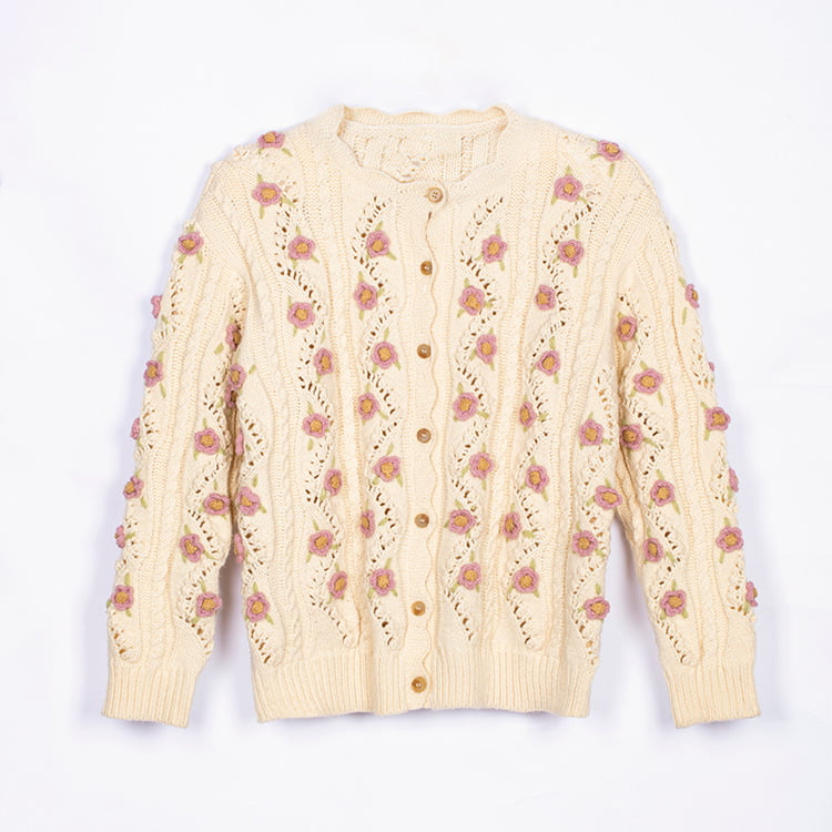 SM-K0008 Pulover cu mânecă lungă cu cârlig manual retro, largi, cardigan tricotat pentru femei