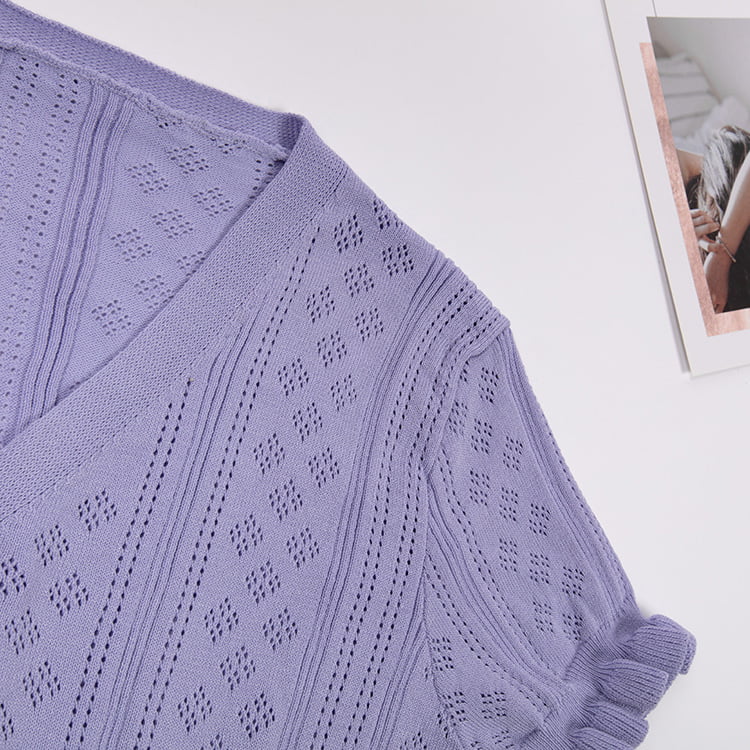 SM-K0015 Cardigan din tricot din mătase de gheață cu decolteu în V, scurt, subțire, cu mânecă scurtă SM-K0015 Cardigan din tricot din mătase de gheață cu decolteu în V, scurt, subțire, cu mânecă scurtă