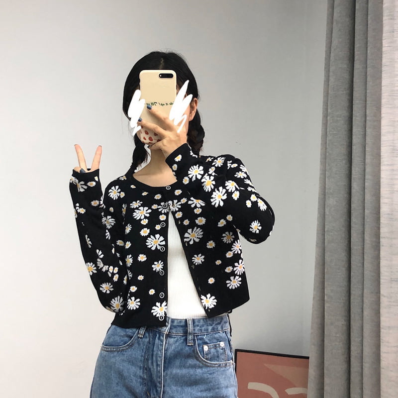 SM-K0009 Pulover tricotat cu margarete mic pentru femei Jachetă cardigan subțire tricotată SM-K0009 Pulover tricotat cu margarete mic pentru femei Jachetă cardigan subțire tricotată