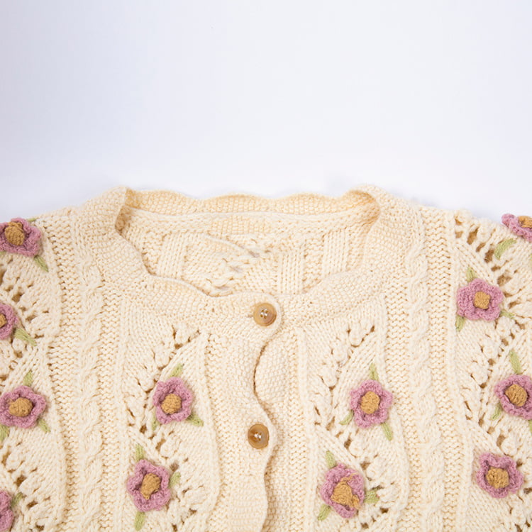 SM-K0008 Pulover cu mânecă lungă cu cârlig manual retro, largi, cardigan tricotat pentru femei SM-K0008 Pulover cu mânecă lungă cu cârlig manual retro, largi, cardigan tricotat pentru femei