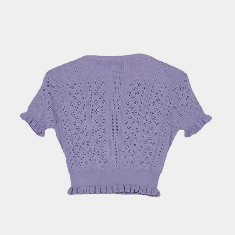 SM-K0015 Cardigan din tricot din mătase de gheață cu decolteu în V, scurt, subțire, cu mânecă scurtă SM-K0015 Cardigan din tricot din mătase de gheață cu decolteu în V, scurt, subțire, cu mânecă scurtă