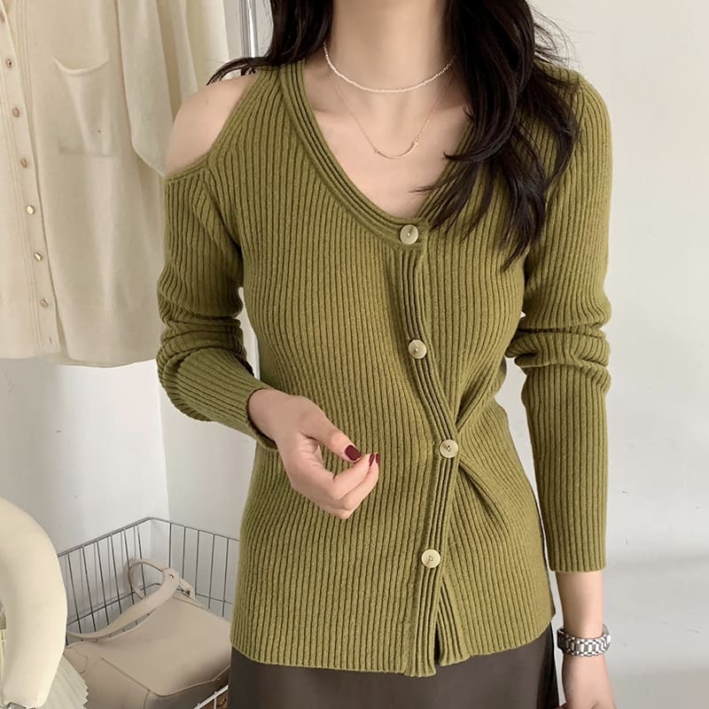 SM-K0022 Cardigan tricotat cu mâneci lungi, cu decolteu în V, fără umeri, subțire și nișă SM-K0022 Cardigan tricotat cu mâneci lungi, cu decolteu în V, fără umeri, subțire și nișă
