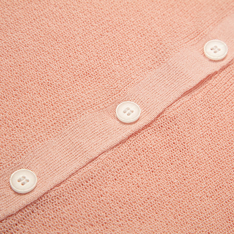 SM-K0046 Cardigan tricotat cu mânecă scurtă, cu decolteu în V, cu nasturi, din inghețat SM-K0046 Cardigan tricotat cu mânecă scurtă, cu decolteu în V, cu nasturi, din inghețat