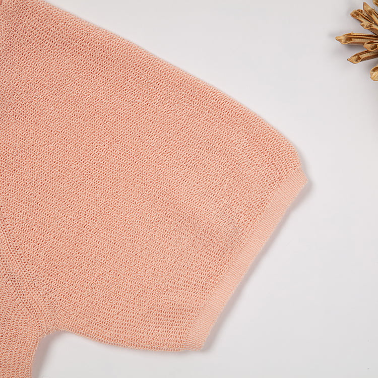 SM-K0046 Cardigan tricotat cu mânecă scurtă, cu decolteu în V, cu nasturi, din inghețat SM-K0046 Cardigan tricotat cu mânecă scurtă, cu decolteu în V, cu nasturi, din inghețat