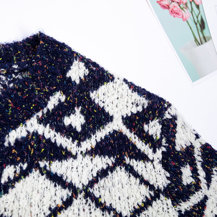 SM-K0036 Cardigan tricotat cu pestrițe cu model geometric Îmbrăcăminte exterioară de toamnă și iarnă pentru femei SM-K0036 Cardigan tricotat cu pestrițe cu model geometric Îmbrăcăminte exterioară de toamnă și iarnă pentru femei