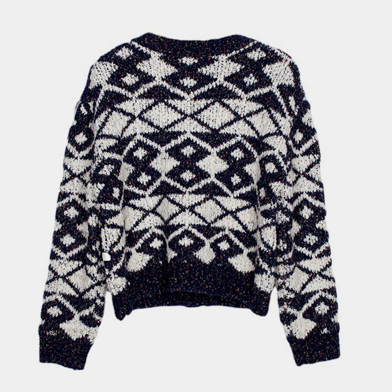 SM-K0036 Cardigan tricotat cu pestrițe cu model geometric Îmbrăcăminte exterioară de toamnă și iarnă pentru femei SM-K0036 Cardigan tricotat cu pestrițe cu model geometric Îmbrăcăminte exterioară de toamnă și iarnă pentru femei