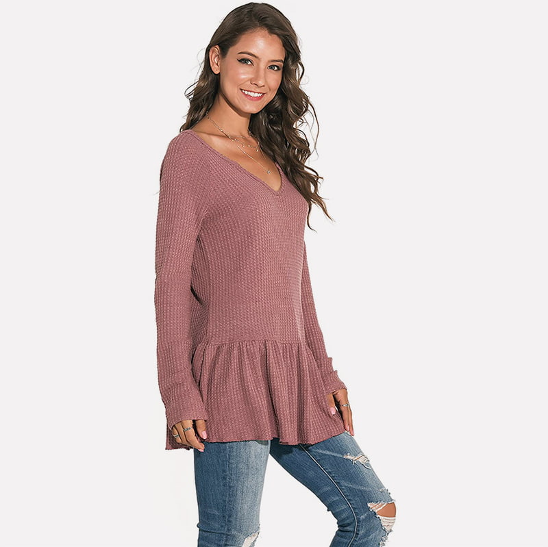 SM-K0096 Pulover tricotat lung cu decolteu în V Pulover casual SM-K0096 Pulover tricotat lung cu decolteu în V Pulover casual