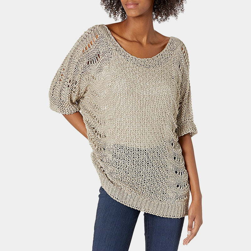 SM-K0060 Pulover tricotat cu decolteu rotund pentru protecție solară cu mânecă scurtă