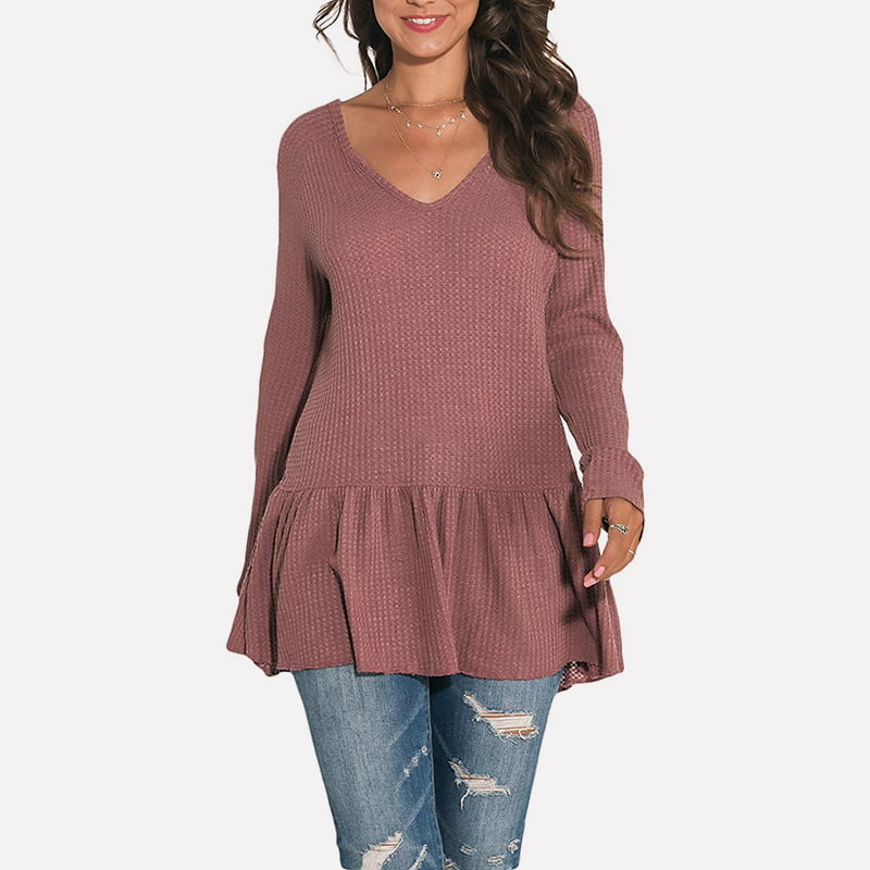 SM-K0096 Pulover tricotat lung cu decolteu în V Pulover casual