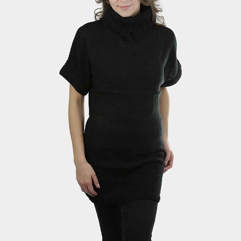 SM-K0067 Pulover tricotat cu mânecă scurtă, uni, cu guler înalt, până la talie SM-K0067 Pulover tricotat cu mânecă scurtă, uni, cu guler înalt, până la talie