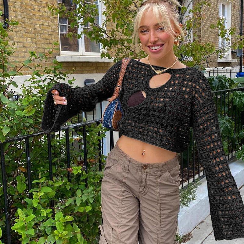 SM-K0084 Jumper tricotat cu mâneci din corn scobit SM-K0084 Jumper tricotat cu mâneci din corn scobit