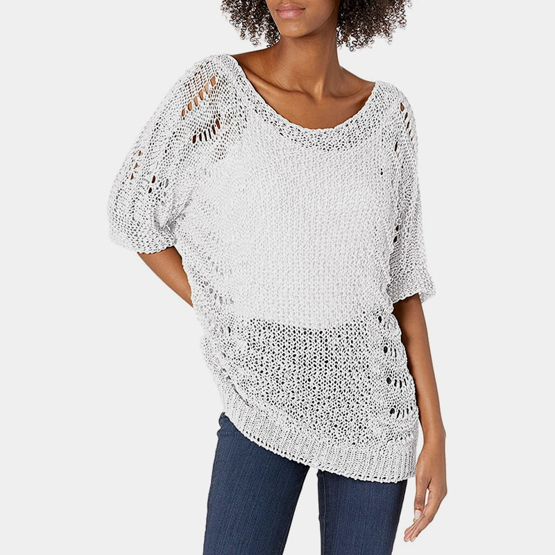 SM-K0060 Pulover tricotat cu decolteu rotund pentru protecție solară cu mânecă scurtă SM-K0060 Pulover tricotat cu decolteu rotund pentru protecție solară cu mânecă scurtă