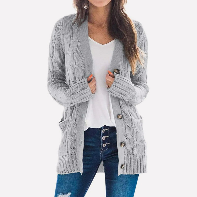 SM-K0051 Palton lung tricotat cardigan cu nasturi de cânepă, de culoare uni, cu decolteu în V SM-K0051 Palton lung tricotat cardigan cu nasturi de cânepă, de culoare uni, cu decolteu în V