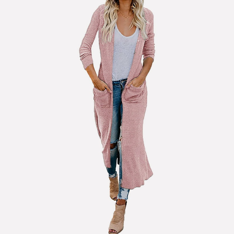 SM-K0074 Mantă lungă, solidă, cu decolteu în V, tricotată cu buzunare SM-K0074 Mantă lungă, solidă, cu decolteu în V, tricotată cu buzunare