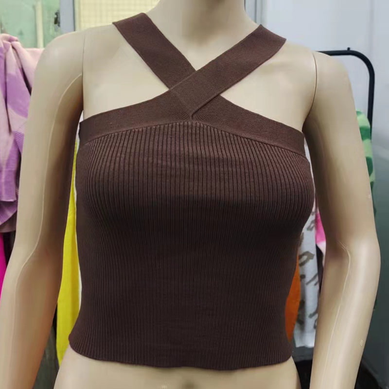 SM-K0106 Vestă din tricot fără mâneci cu curele încrucișate SM-K0106 Vestă din tricot fără mâneci cu curele încrucișate