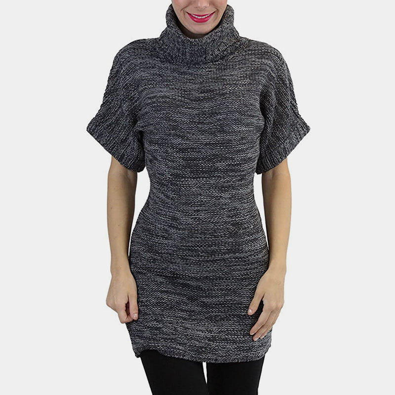 SM-K0067 Pulover tricotat cu mânecă scurtă, uni, cu guler înalt, până la talie SM-K0067 Pulover tricotat cu mânecă scurtă, uni, cu guler înalt, până la talie