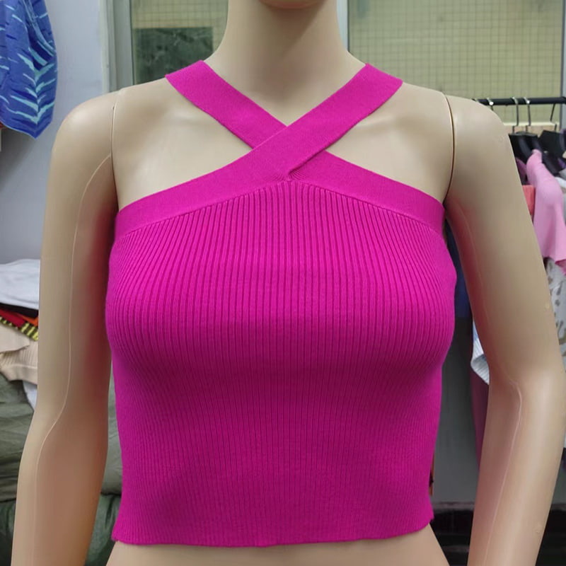 SM-K0106 Vestă din tricot fără mâneci cu curele încrucișate SM-K0106 Vestă din tricot fără mâneci cu curele încrucișate