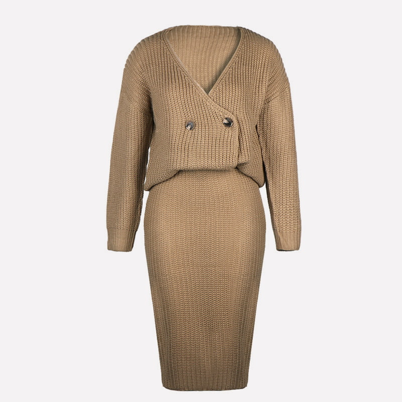 SM-K0101 Top și fustă tricotate damă Costum tricotat casual