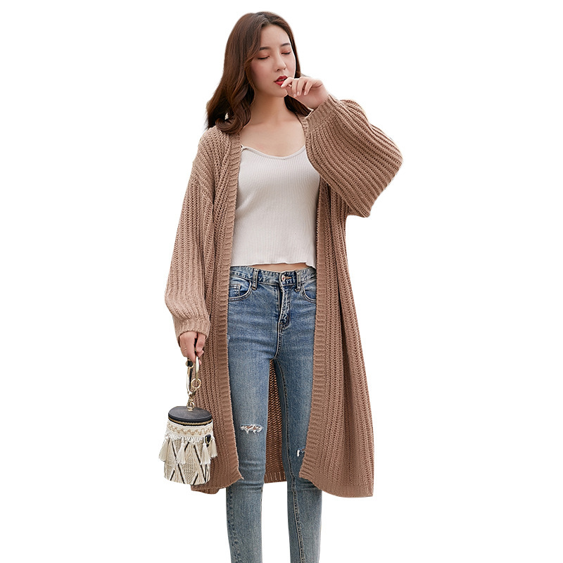 SM-K0103 Jachetă cardigan tricotată de lungime medie cu mâneci lanternă SM-K0103 Jachetă cardigan tricotată de lungime medie cu mâneci lanternă