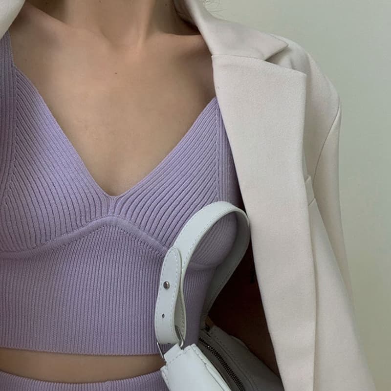 SM-K0112 Vestă și haină sexy moale, ceară, moale + pantaloni scurți Costum tricotat SM-K0112 Vestă și haină sexy moale, ceară, moale + pantaloni scurți Costum tricotat