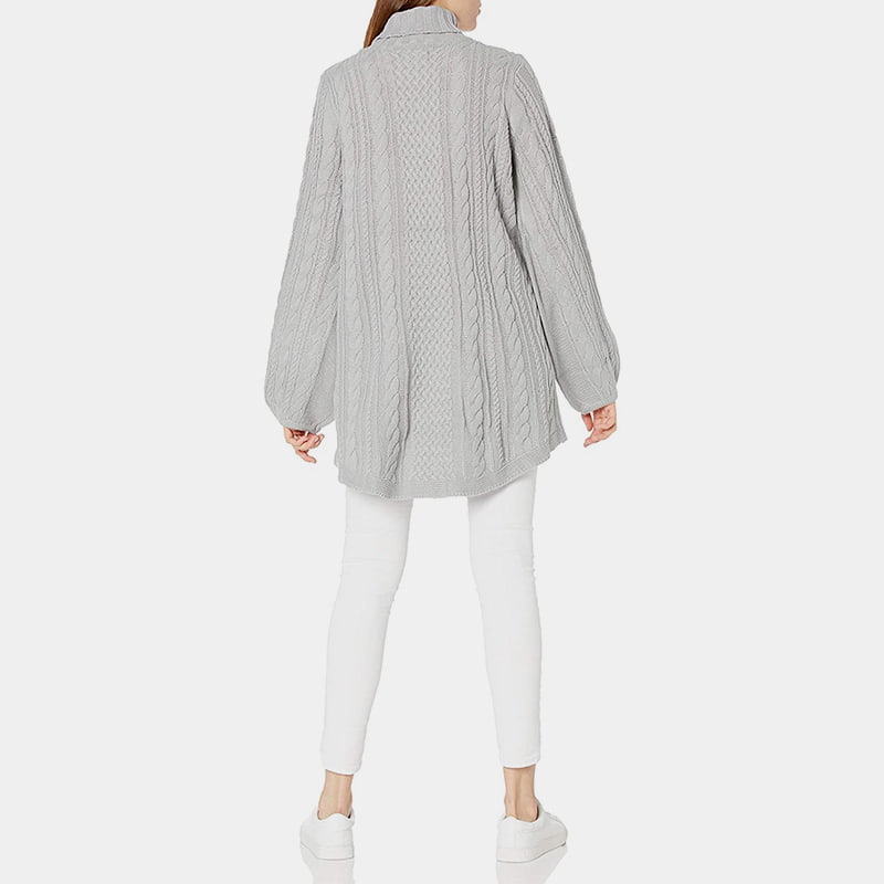 SM-K0053 Pulover tricotat cu mânecă lanternă cu guler înalt SM-K0053 Pulover tricotat cu mânecă lanternă cu guler înalt